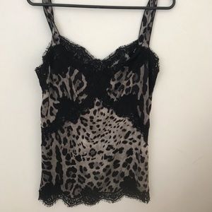 Dolce and Gabbana leopard lace silk camisole